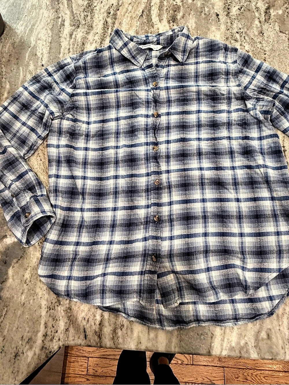 Sonoma Plaid Cotton Button Down in Blue & White